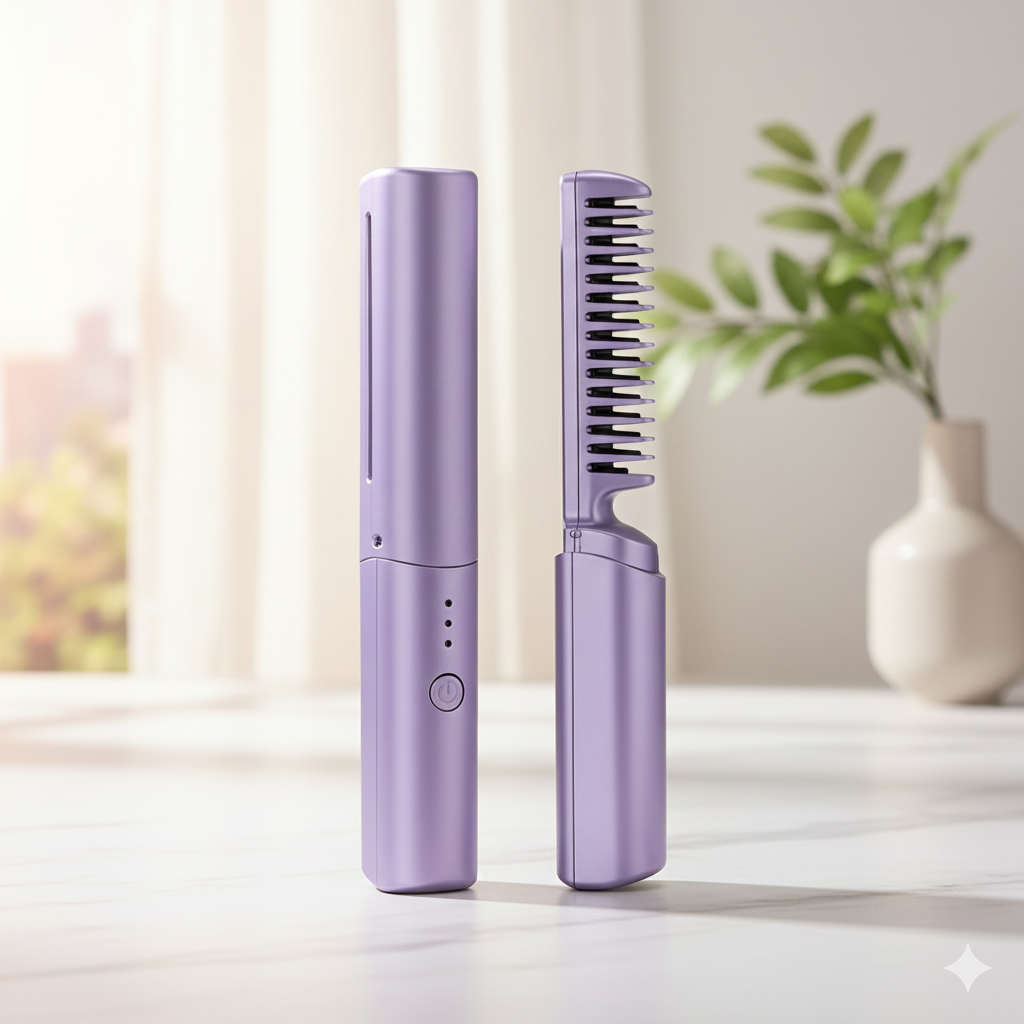Portable Mobile Heat Comb – Quick Heating Hair Straightening & Styling Brush